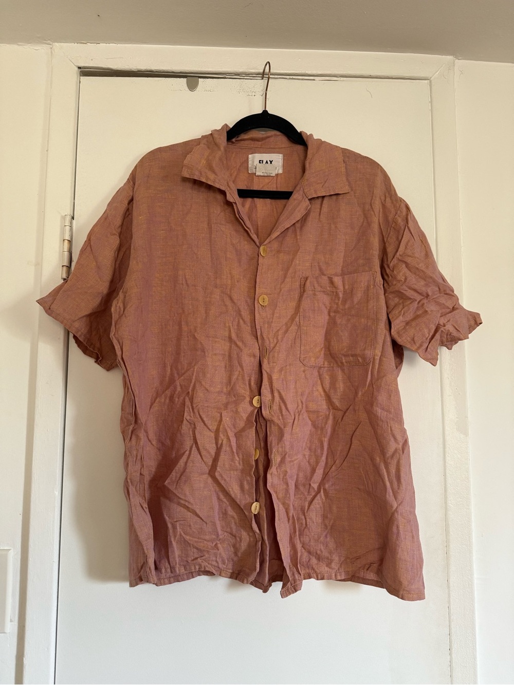 Flax Pink Linen Button-Up Shirt
